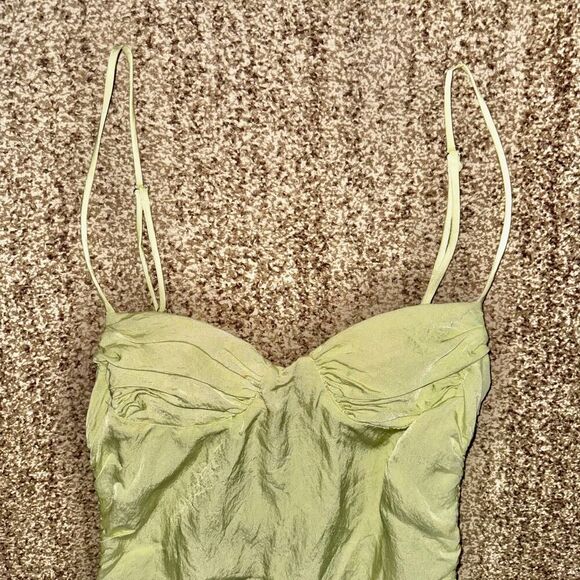 ZARA Women's Green Spaghetti Strap Dress Size Small - Picture 6 of 9